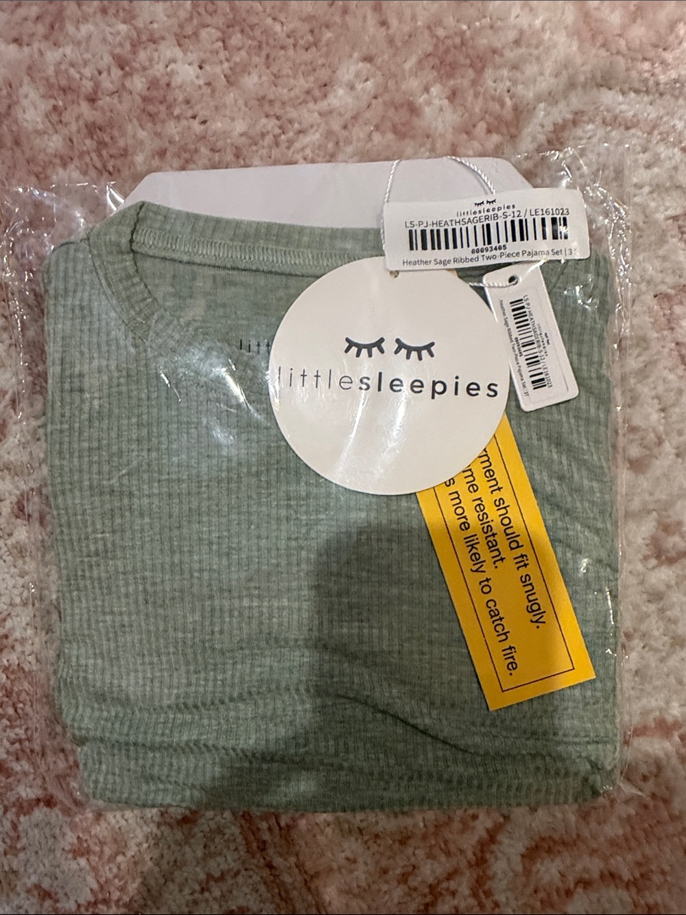 NWT Little Sleepies Heather Sage Ribbed Two-Piece Pajama Set - Sage Green